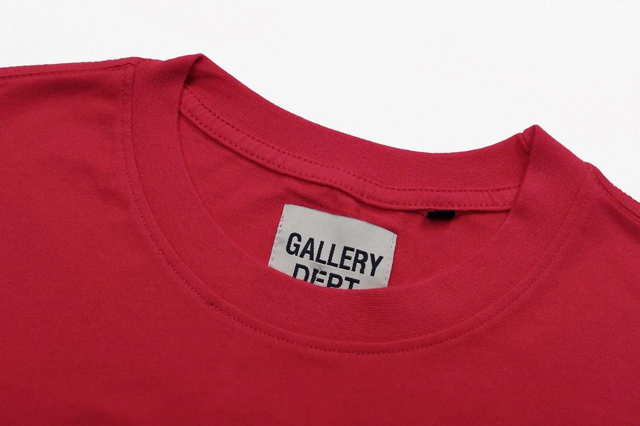 648#Gallery Dept New Classic Basic French Letters LOGO Basic Slogan Round Neck Short Sleeve T-Shirt Pure Cotton Tee Royal Blue Red Lake Blue Apricot Print Blue Apricot Print Black S～XL p90